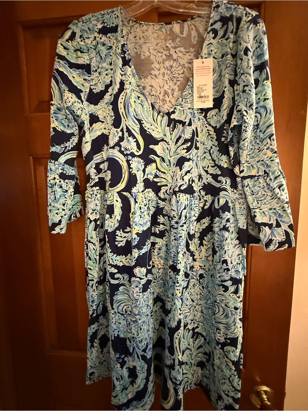 Lilly Pulitzer Women's Navy Blue Floral V-Neck Dress